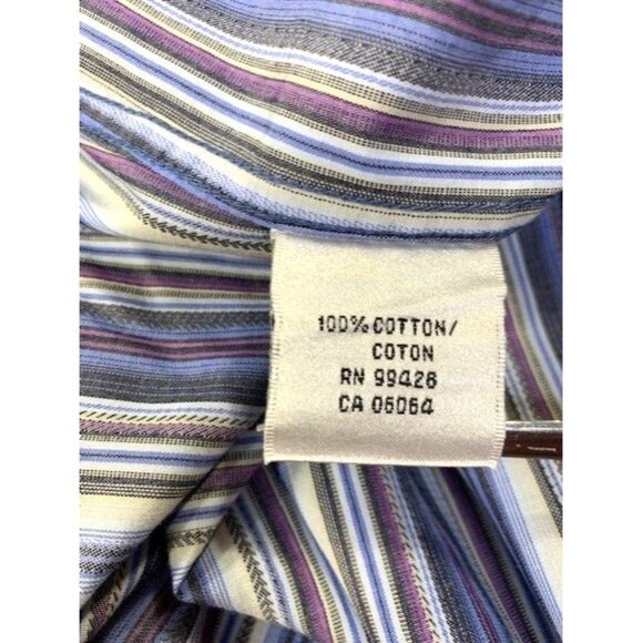 Bugatchi Uomo Men's XL Striped Button-Down Shirt Long Sleeve Blue/Purple - Picture 4 of 10